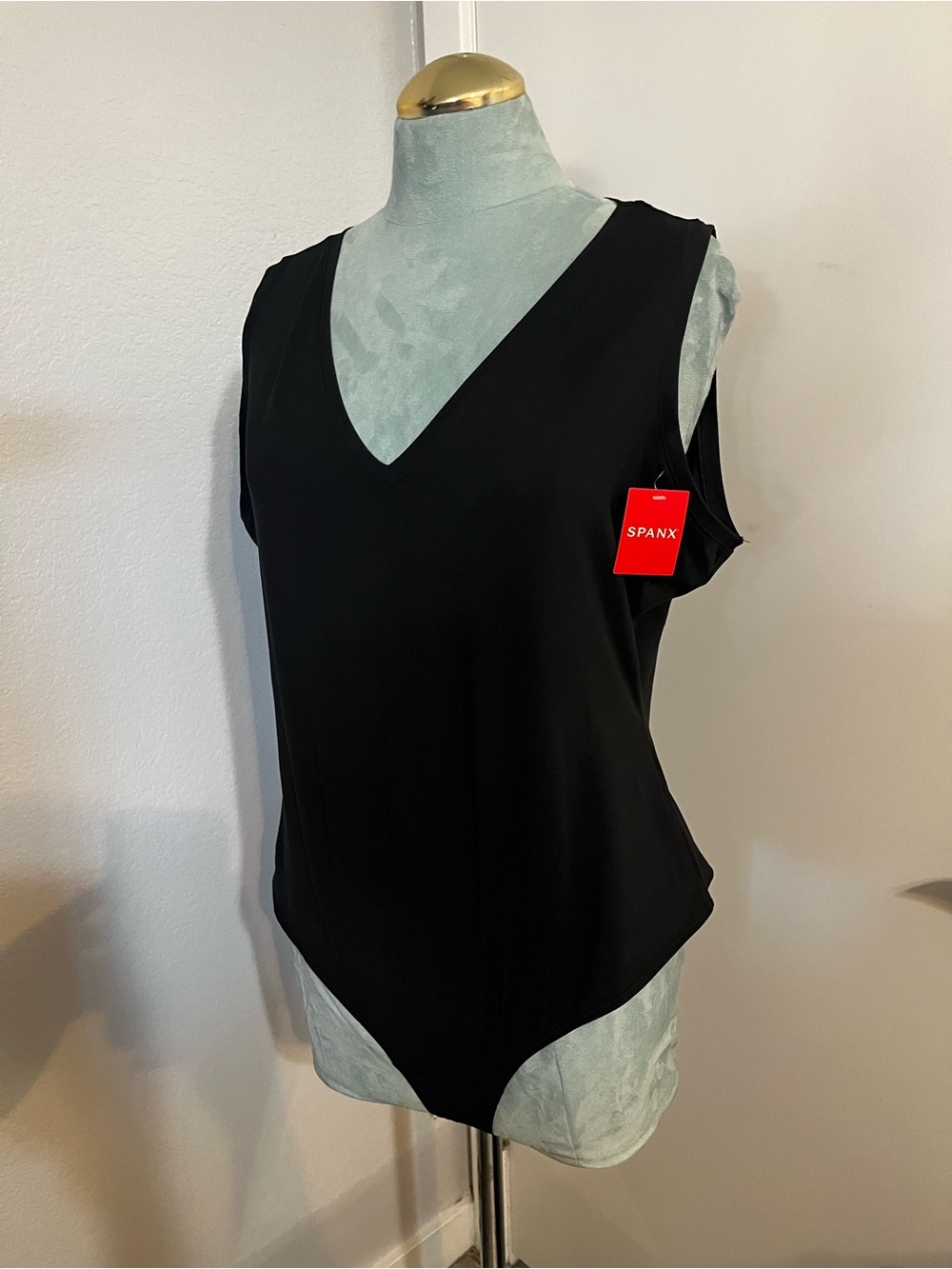 SPANX Black V-Neck Sleeveless Bodysuit